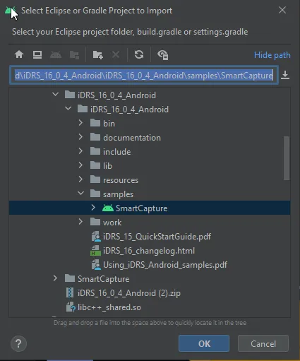 Select Project to import